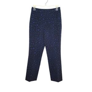 Kate Spade leopard print career dress ankle pants - navy blue black - 0